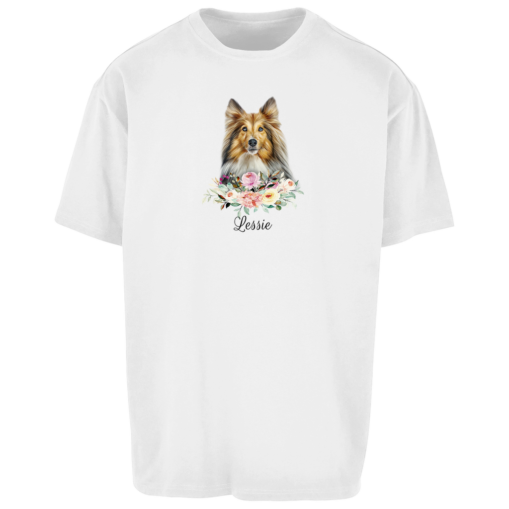 Flower Sheltie - Oversize T-Shirt Unisex - Dein Wunschtext