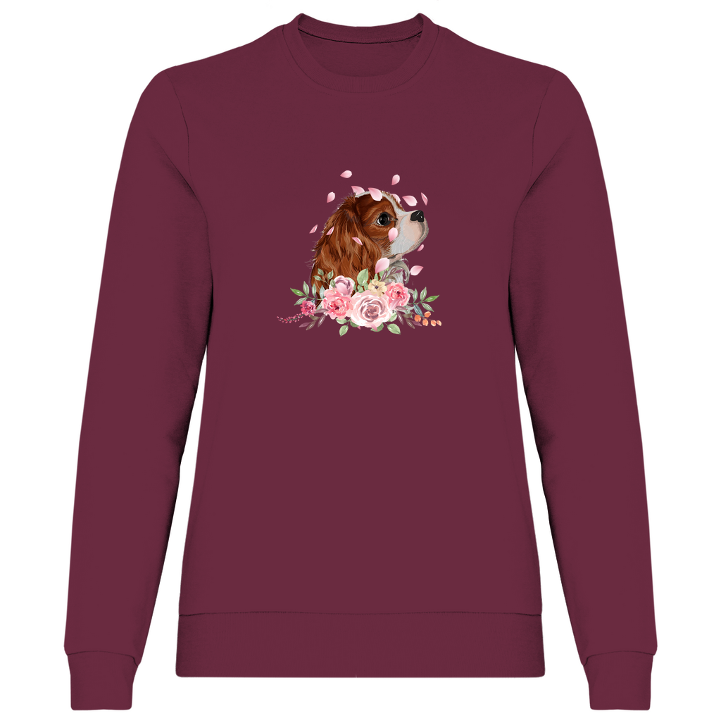 Flower Cavalier King Charles -  Sweatshirt für Damen