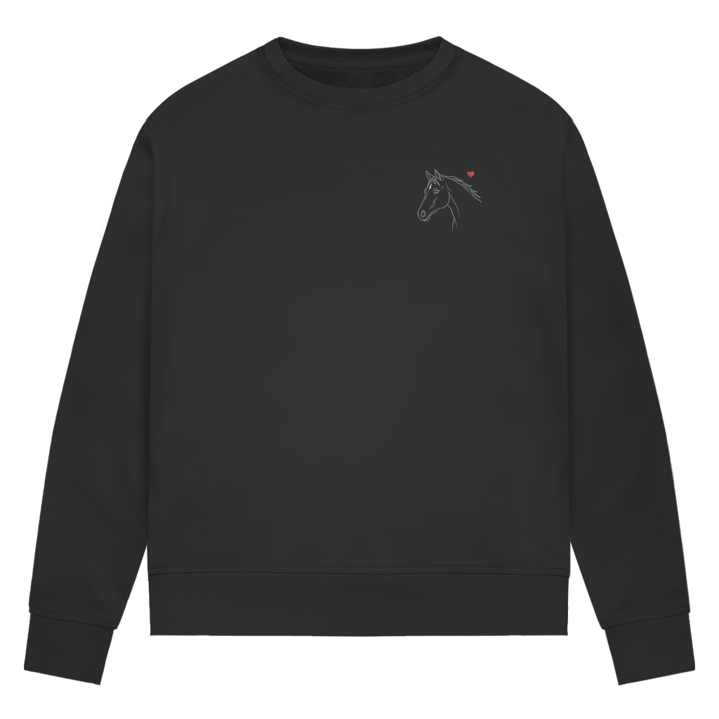 Herzenspferd - Bio-Sweatshirt für Damen |Brustmotiv