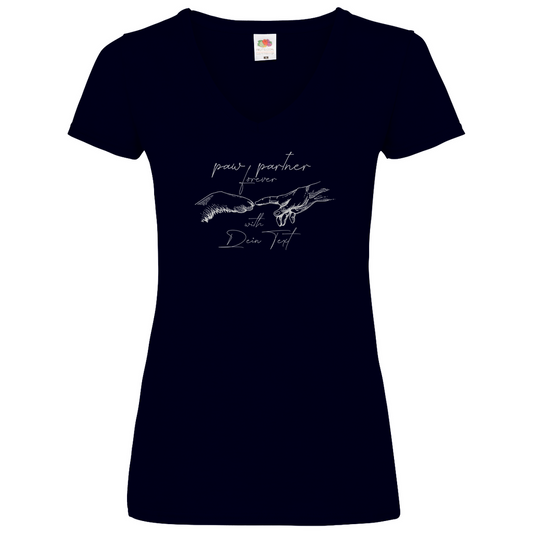 Damen Basic V-Neck T-Shirt Paw Partner