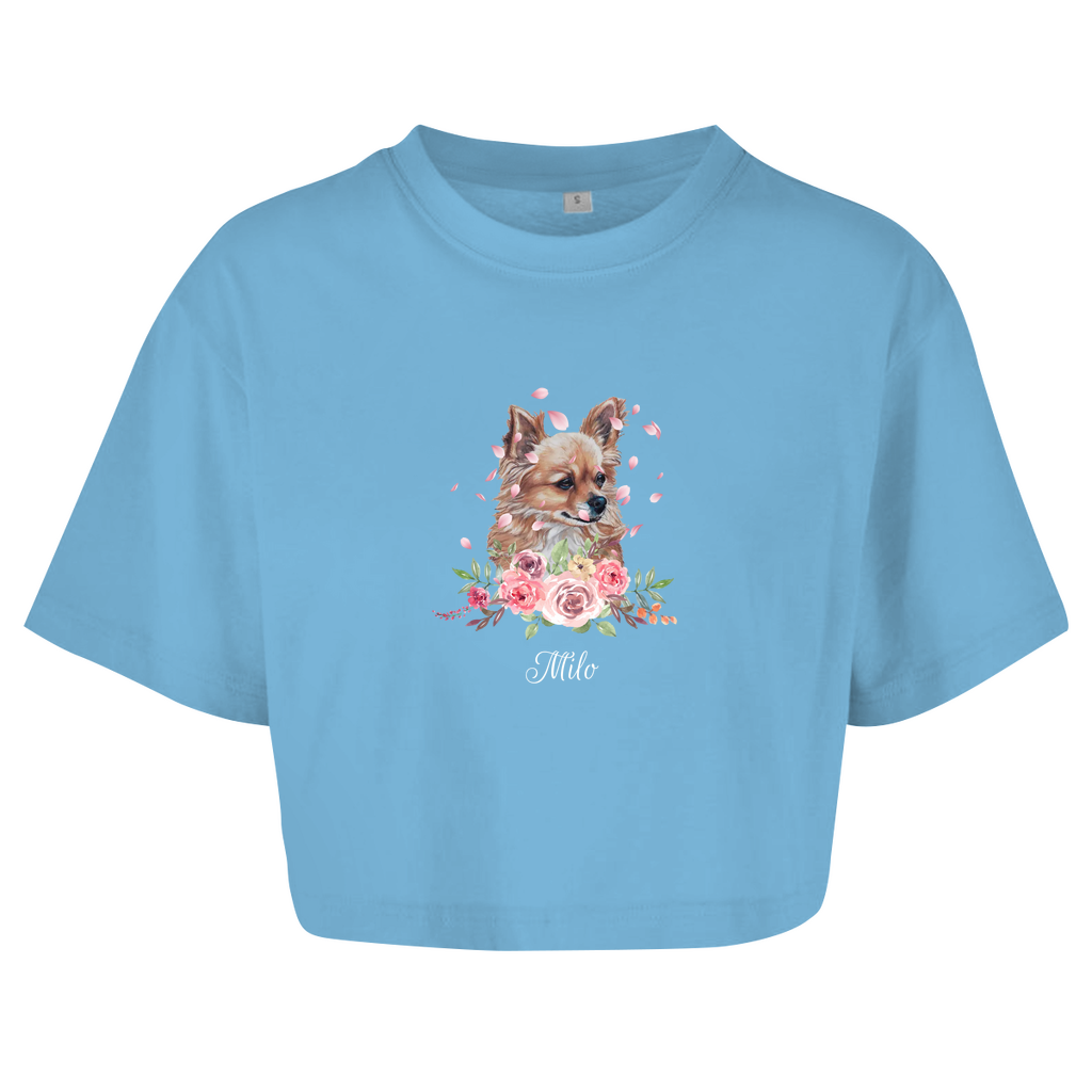 Flower Chihuahua - Oversize Crop Top - Dein Wunschtext