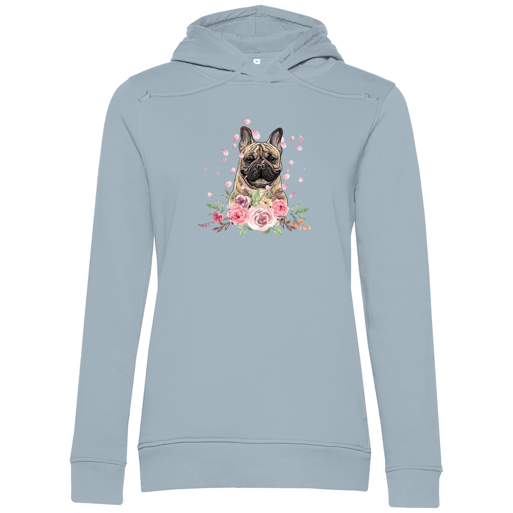 Flower Französische Bulldoge - Bio-Hoodie für Damen