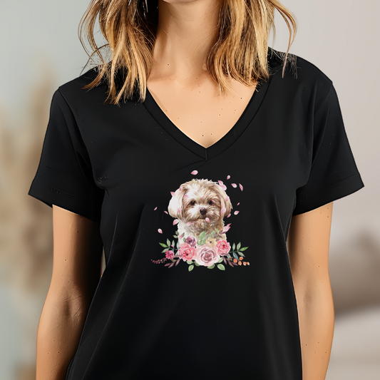 Flower Malteser - V-Shirt für Damen