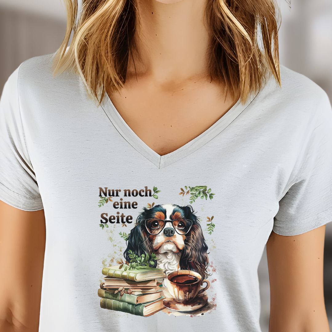 Bücherwurm - V-Shirt für Damen