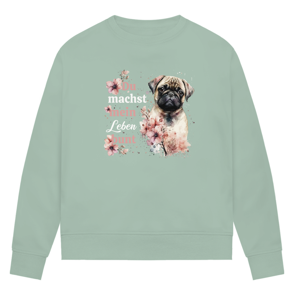 Pastell Mops - Bio-Sweatshirt für Damen