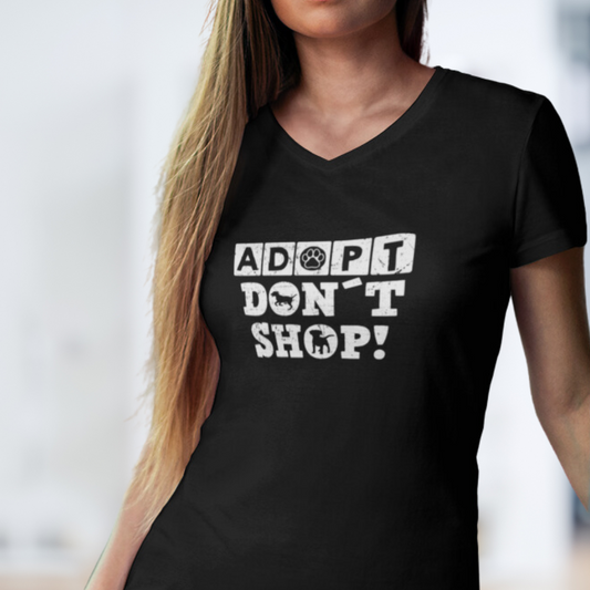 Adopt Don't Shop - V-Shirt für Damen