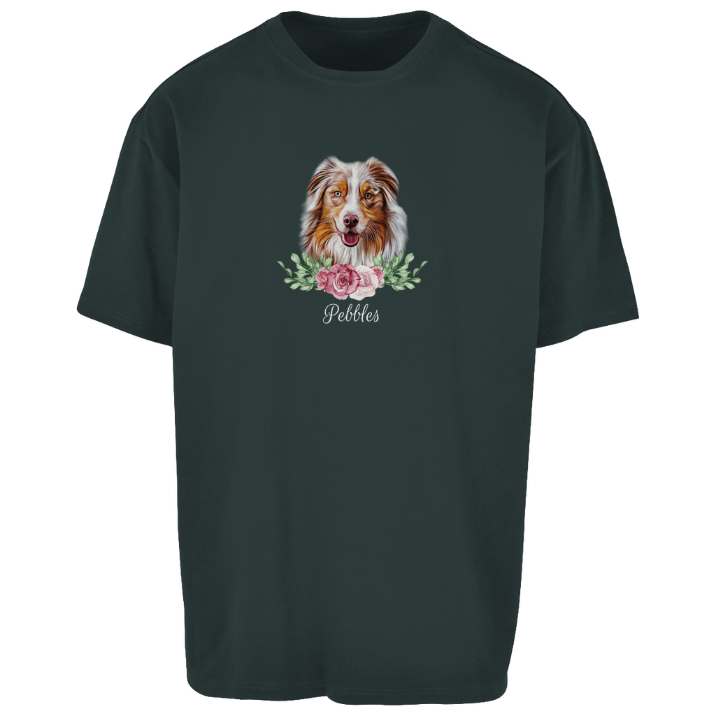 Flower Australian Shepherd - Oversize T-Shirt Unisex - Dein Wunschtext