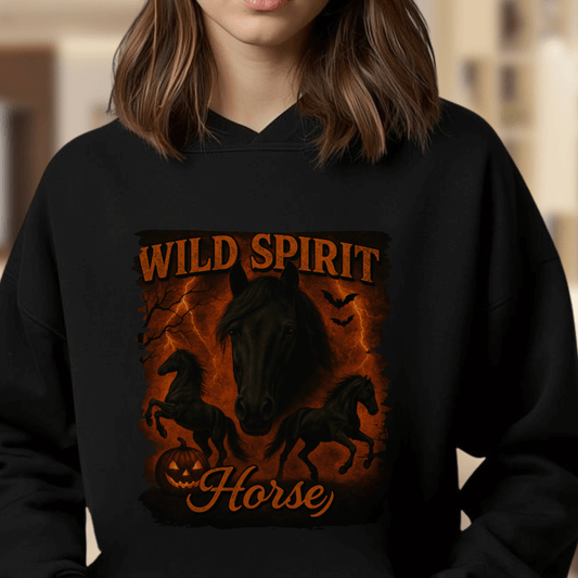 Black & Fire Horse - Bio-Hoodie für Damen
