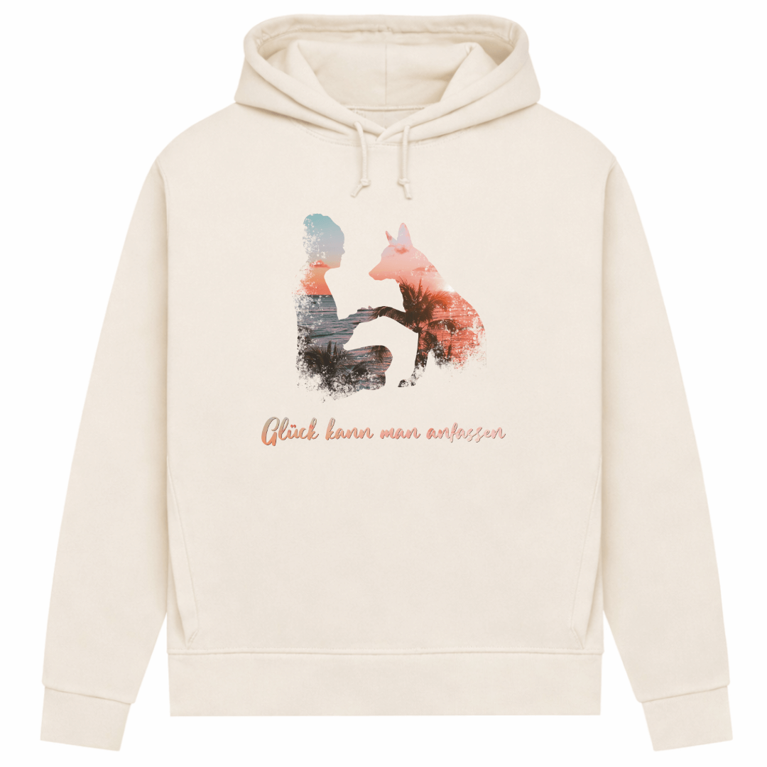 Glück kann man anfassen – Hoodie aus Bio-Baumwolle für Damen