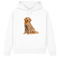 Golden Retriever Damen Bio-Hoodie – Patchwork-Look mit Herz