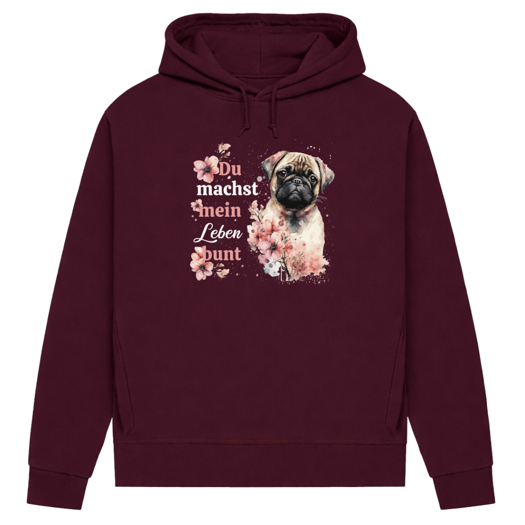 Pastell Mops – Hoodie aus Bio-Baumwolle für Damen