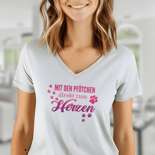 Direkt Zum Herzen - V-Shirt für Damen