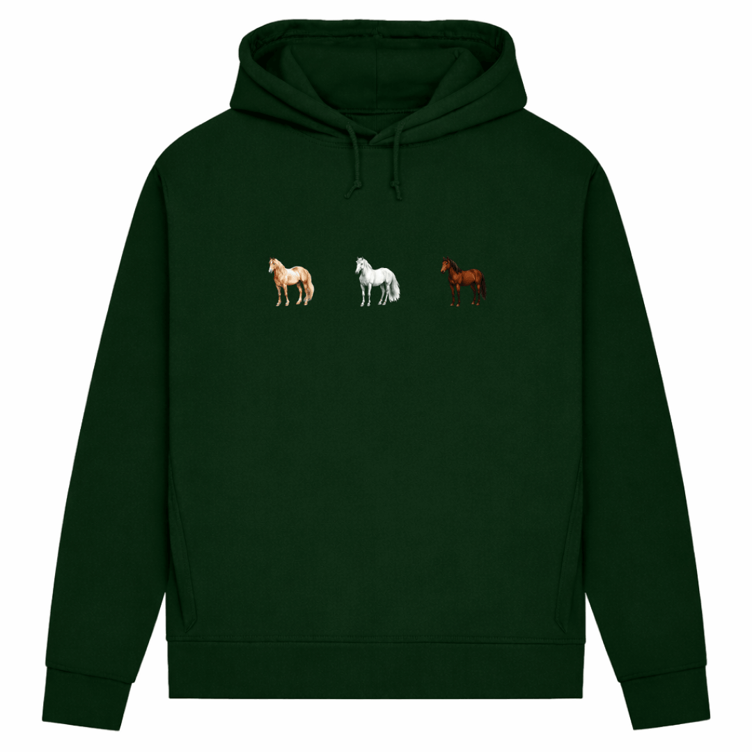 Pferde Trio – Hoodie aus Bio-Baumwolle für Damen