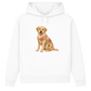 Labrador Damen Bio-Hoodie – Vintage-Patchwork-Look mit Herz