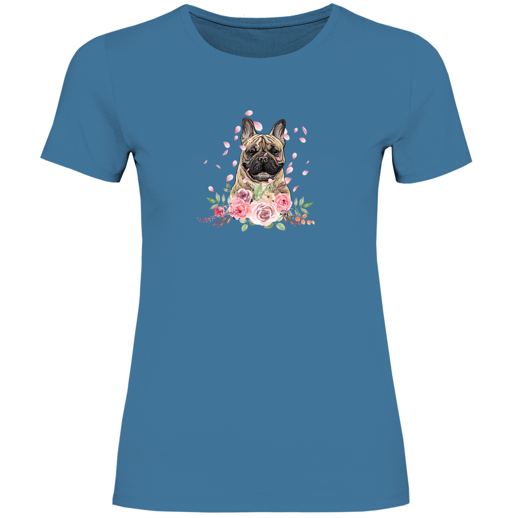 Flower Französische Bulldoge - T-Shirt für Damen