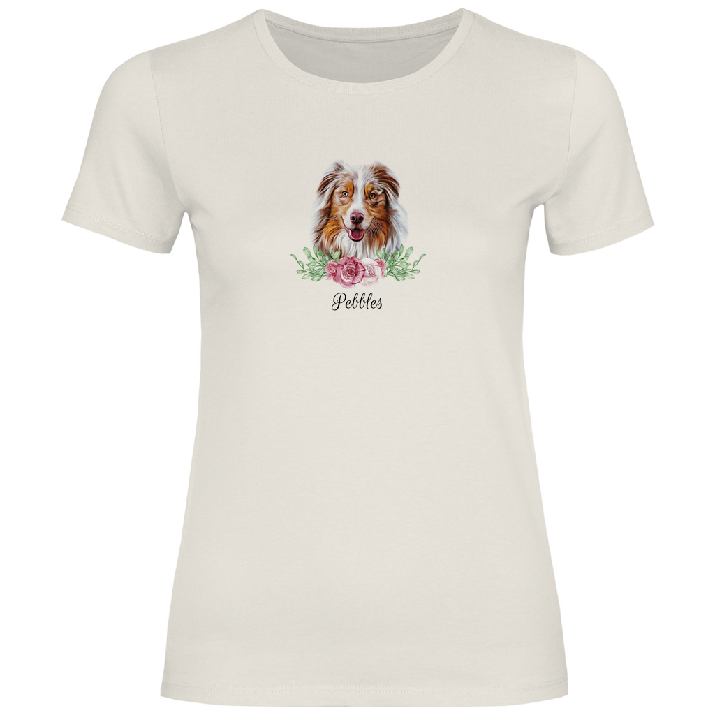 Flower Australian Shepherd - T-Shirt für Damen - Dein Wunschtext