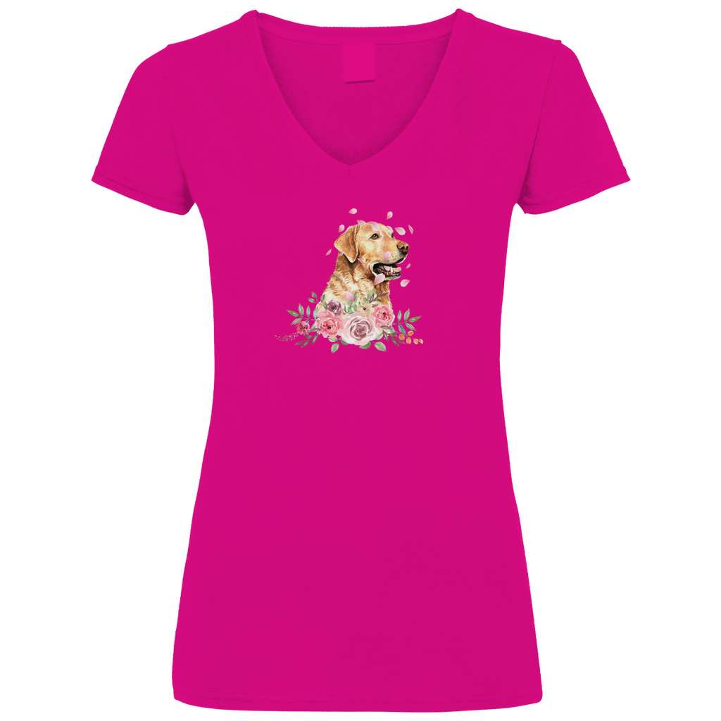 Flower Labrador - V-Shirt für Damen