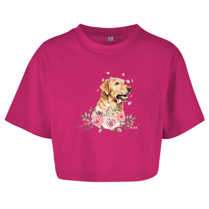 Flower Labrador -  Oversize Crop Top für Damen