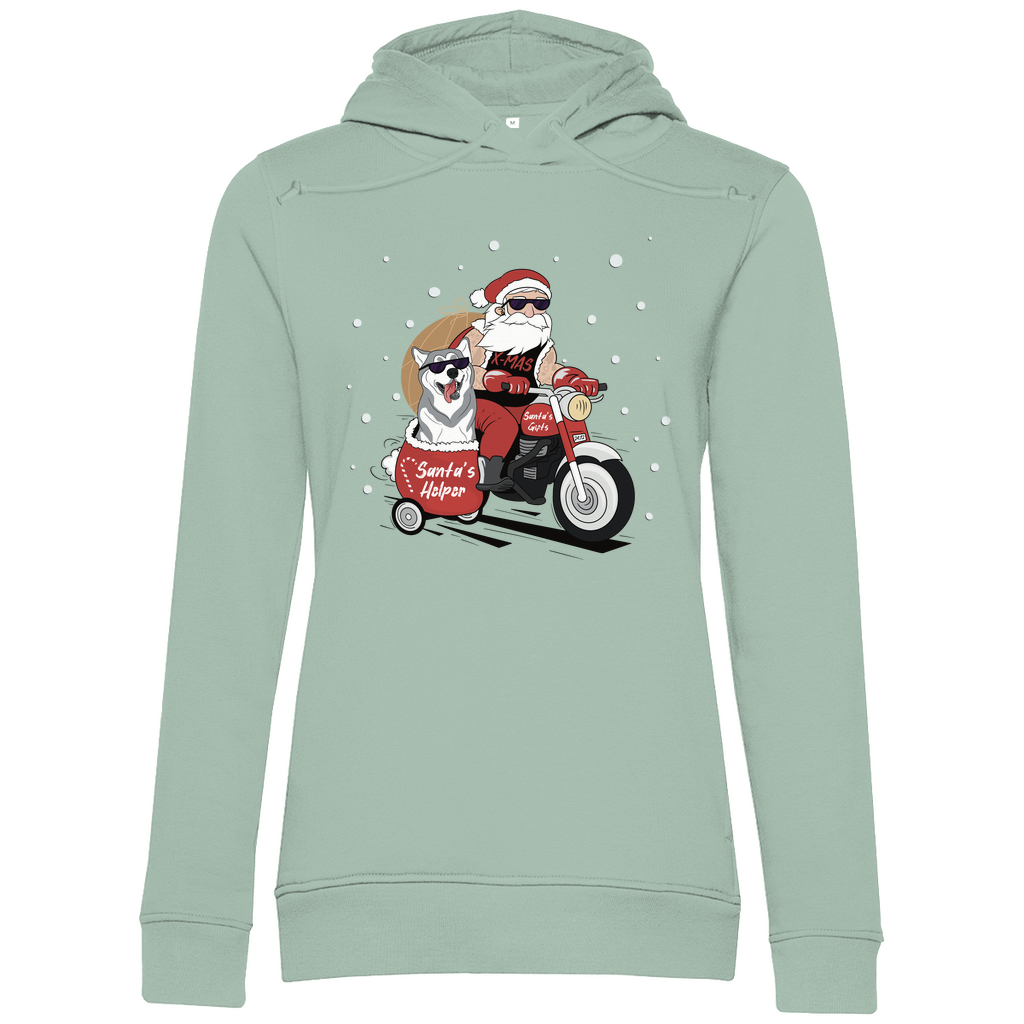 Biker Santa- Bio-Hoodie für Damen-Weihnachten