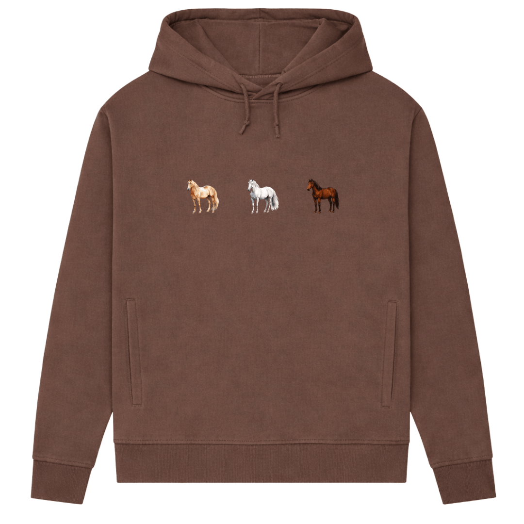 Pferde Trio – Hoodie aus Bio-Baumwolle für Damen