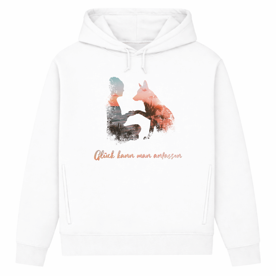 Glück kann man anfassen – Hoodie aus Bio-Baumwolle für Damen