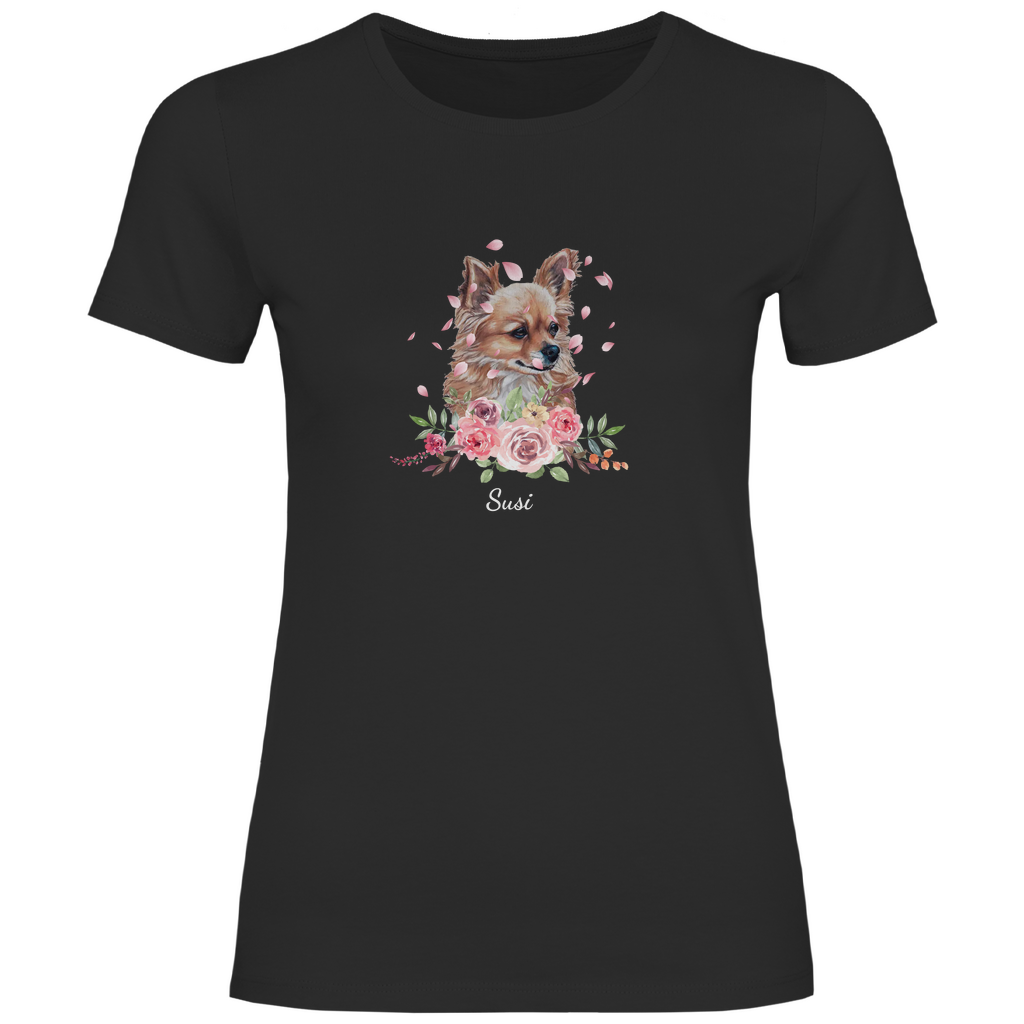 Flower Chihuahua - T-Shirt für Damen-Dein Wunschtext