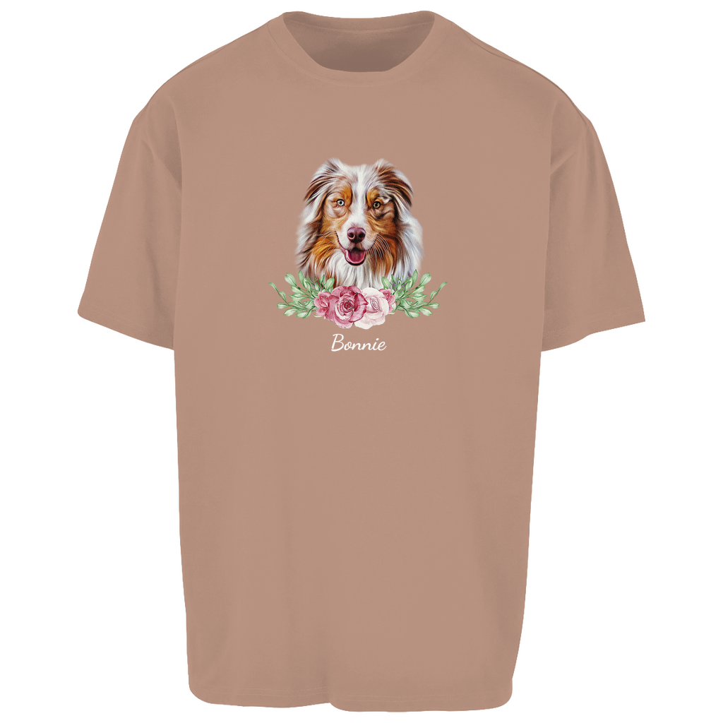 Flower Australian Shepherd - Oversize T-Shirt Unisex-Dein Wunschtext