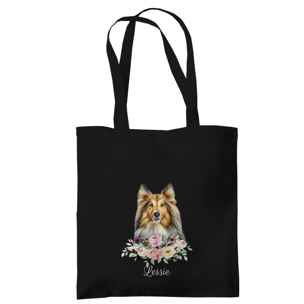 Flower Sheltie - Tragetasche - Dein Wunschtext