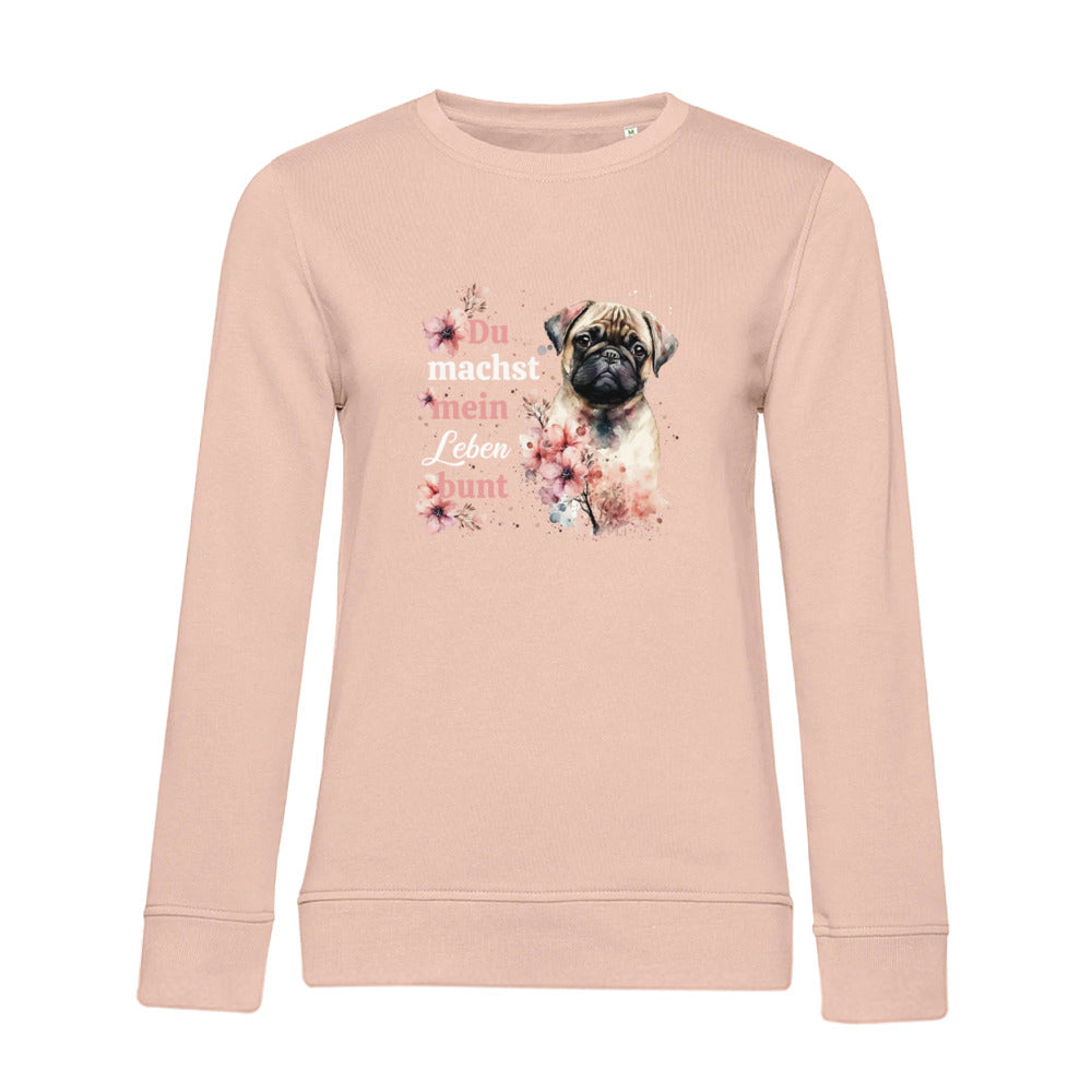 Pastell Mops – Bio-Sweatshirt für Damen