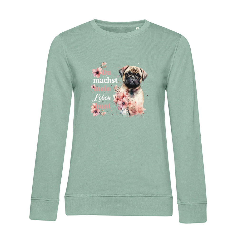 Pastell Mops – Bio-Sweatshirt für Damen