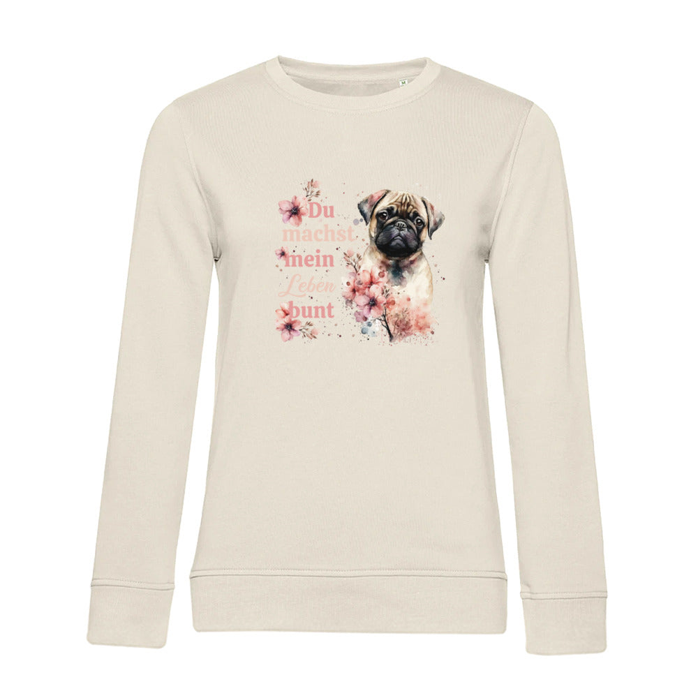 Pastell Mops – Bio-Sweatshirt für Damen