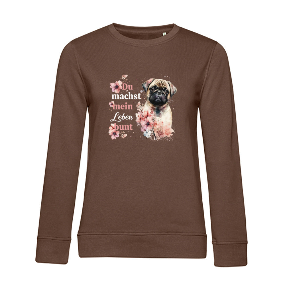 Pastell Mops – Bio-Sweatshirt für Damen