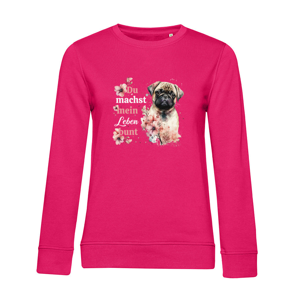 Pastell Mops – Bio-Sweatshirt für Damen