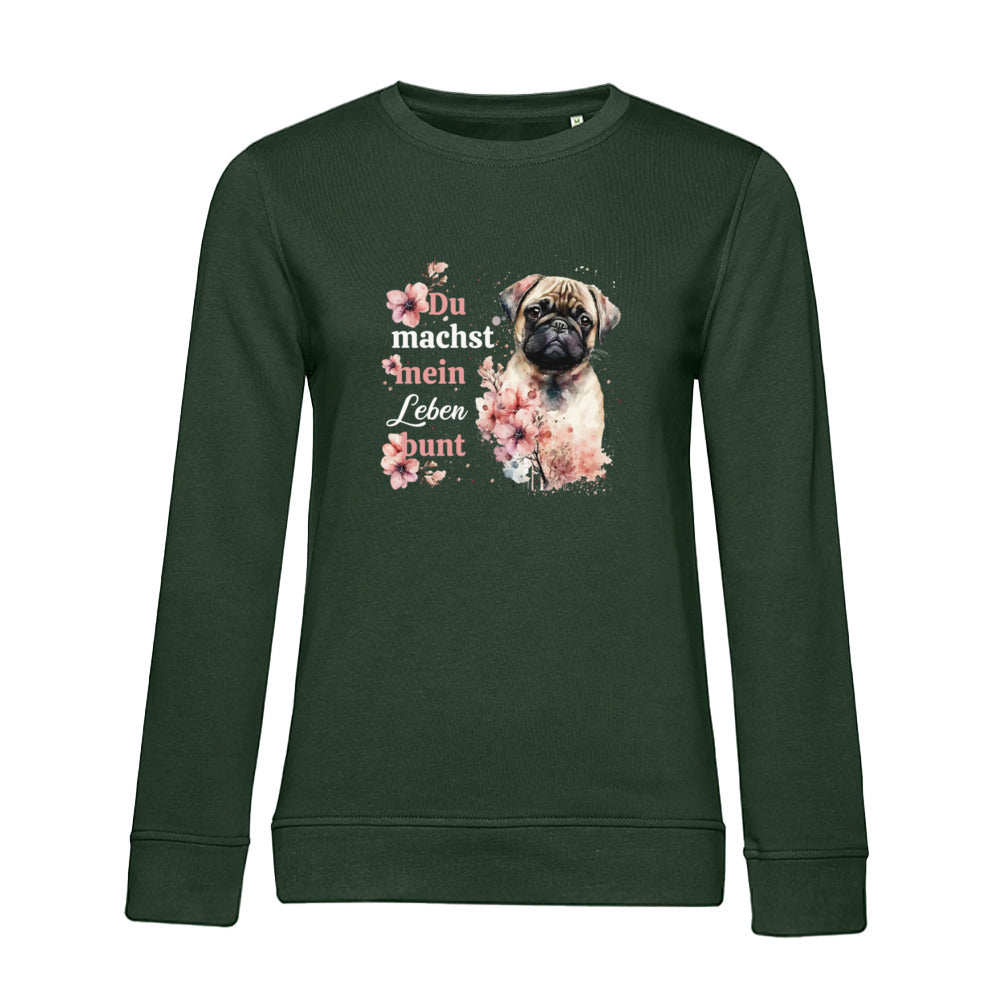 Pastell Mops – Bio-Sweatshirt für Damen
