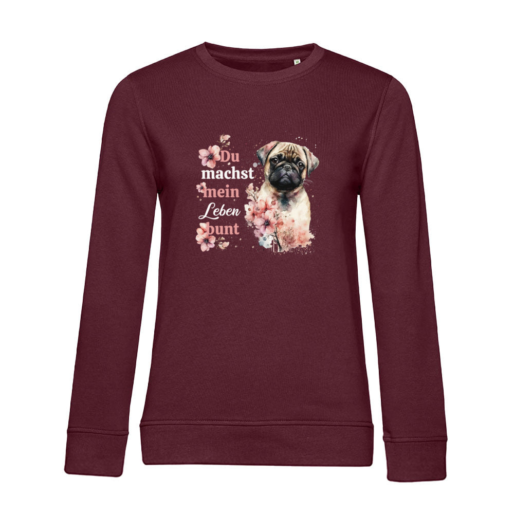 Pastell Mops – Bio-Sweatshirt für Damen