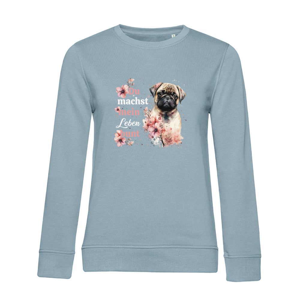Pastell Mops – Bio-Sweatshirt für Damen
