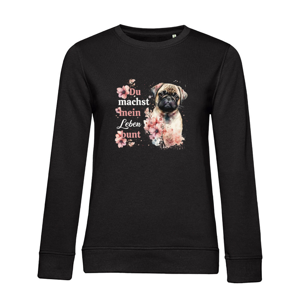 Pastell Mops – Bio-Sweatshirt für Damen