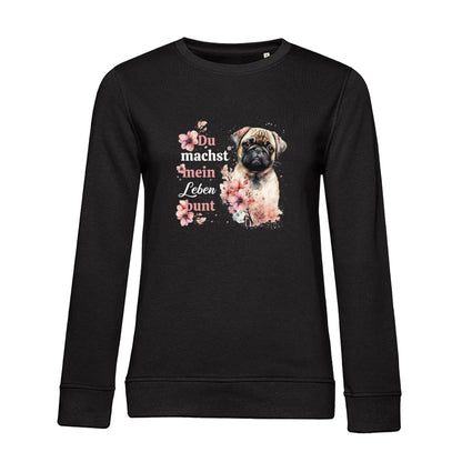 Pastell Mops – Bio-Sweatshirt für Damen