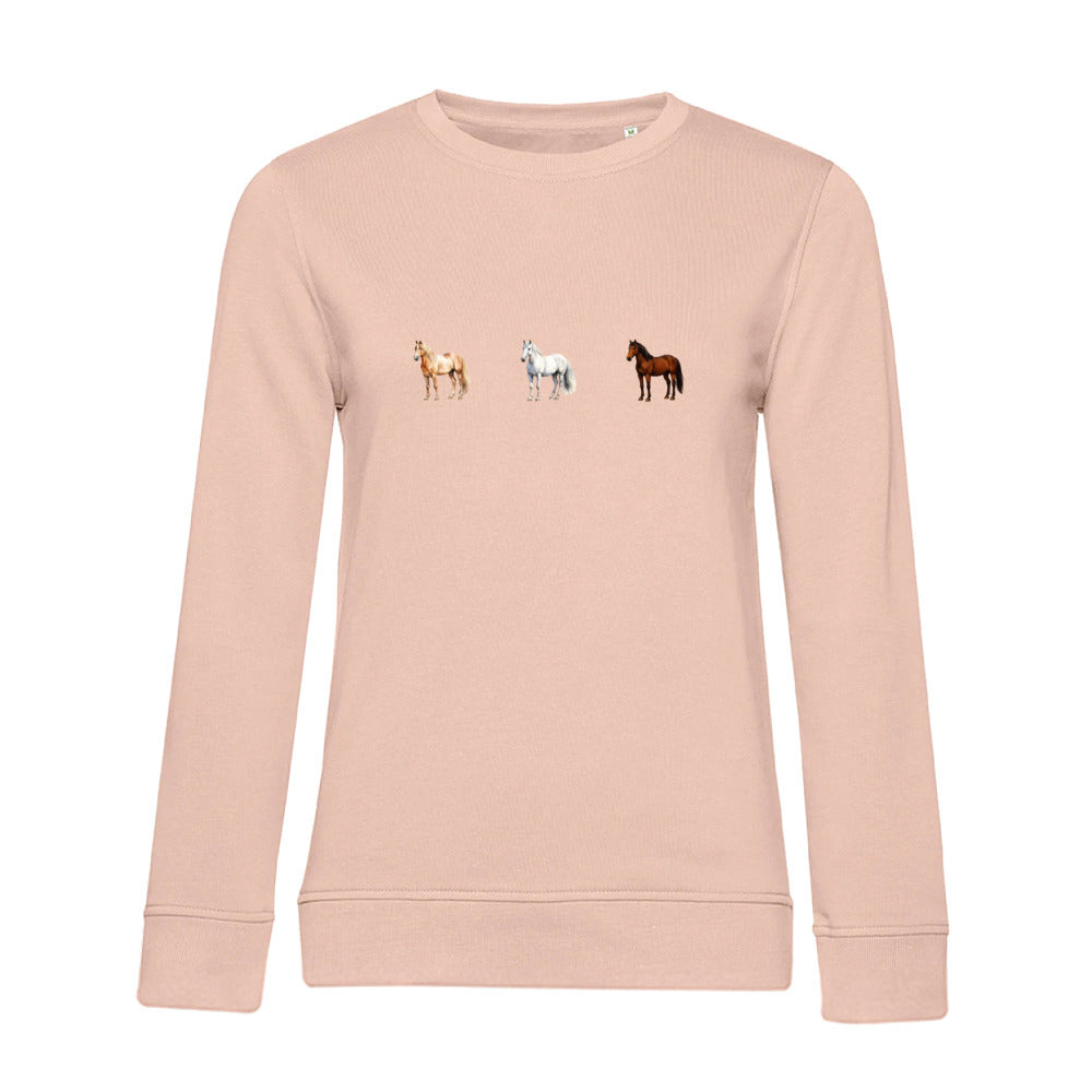 Pferde Trio – Bio-Sweatshirt für Damen