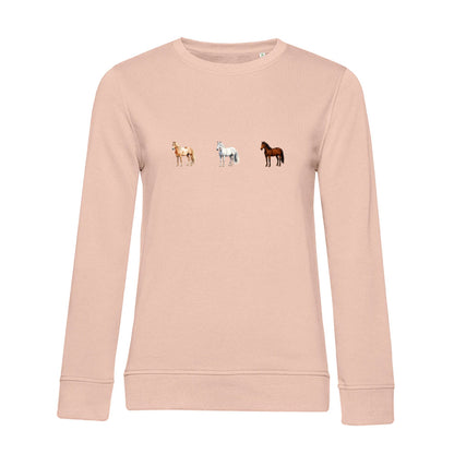 Pferde Trio – Bio-Sweatshirt für Damen