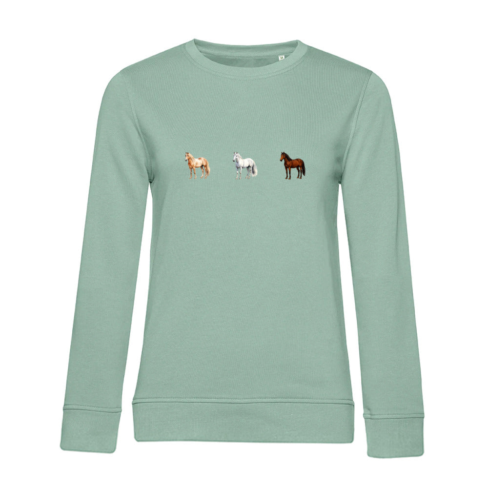 Pferde Trio – Bio-Sweatshirt für Damen