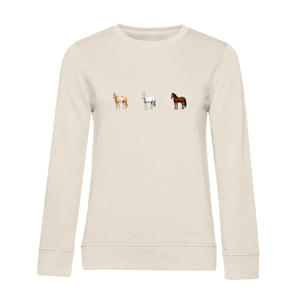 Pferde Trio – Bio-Sweatshirt für Damen