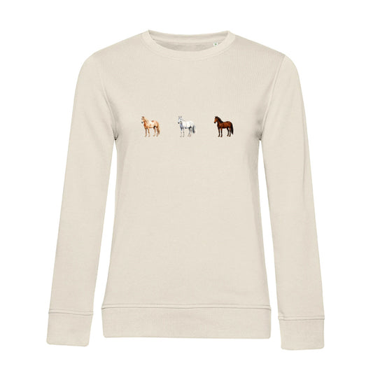 Pferde Trio – Bio-Sweatshirt für Damen