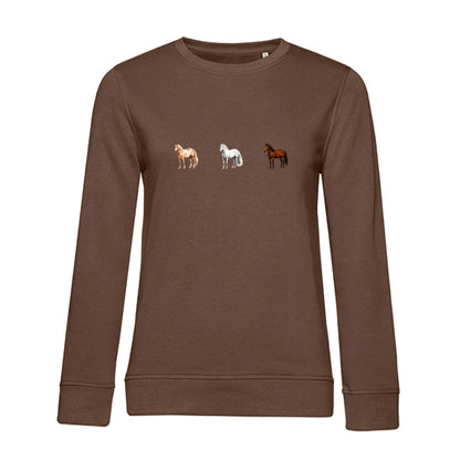 Pferde Trio – Bio-Sweatshirt für Damen