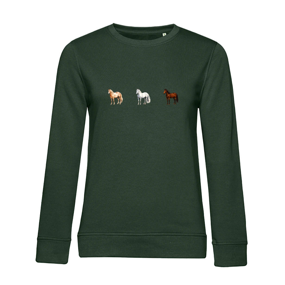 Pferde Trio – Bio-Sweatshirt für Damen