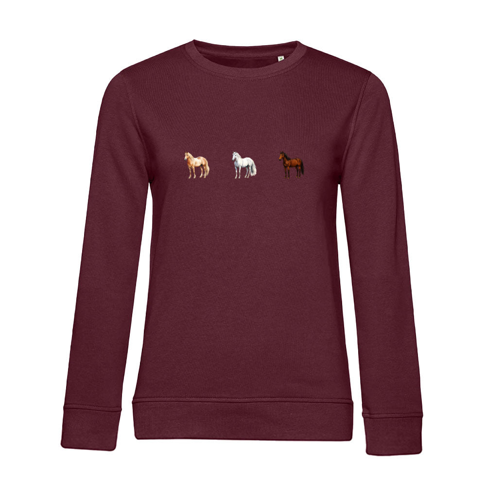 Pferde Trio – Bio-Sweatshirt für Damen