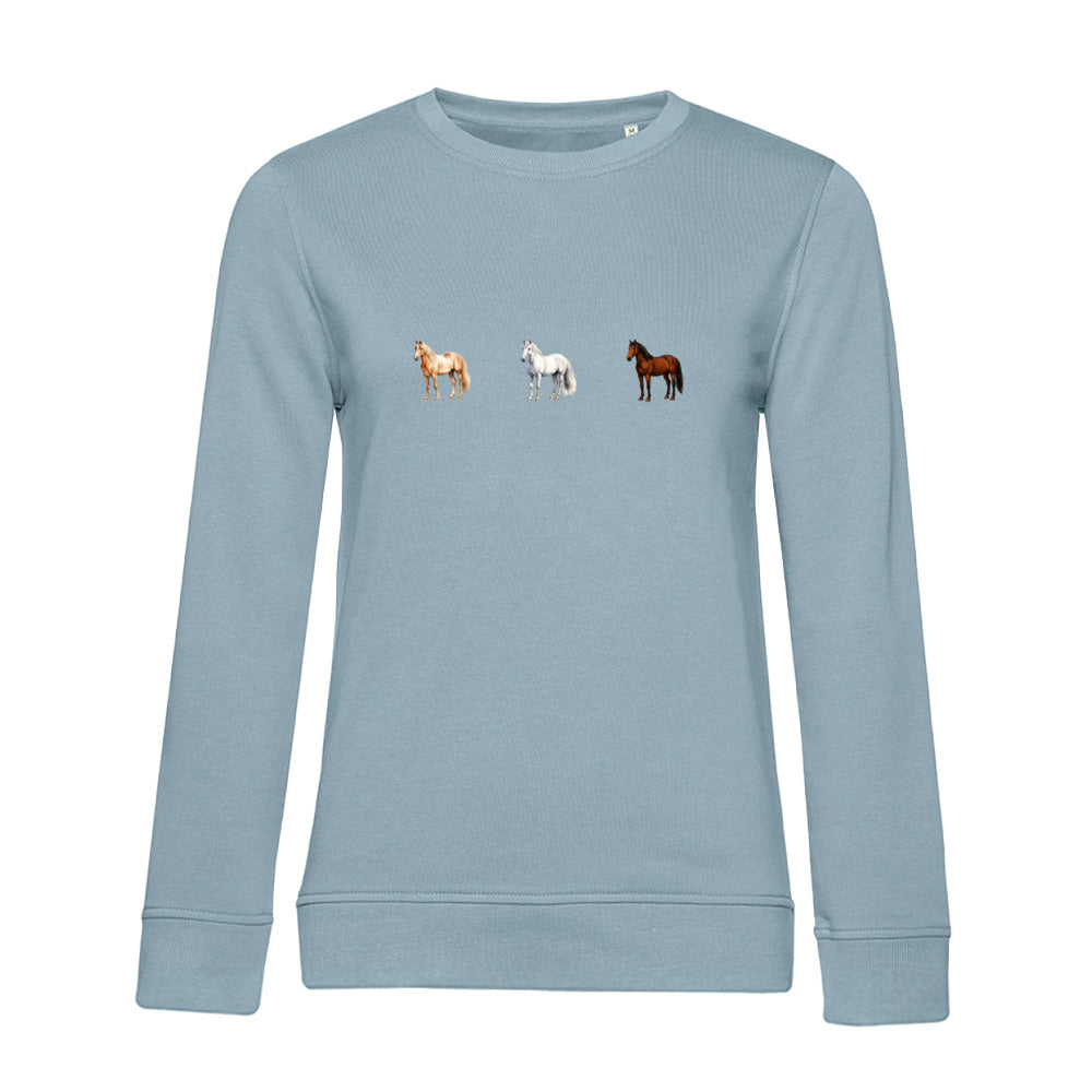 Pferde Trio – Bio-Sweatshirt für Damen