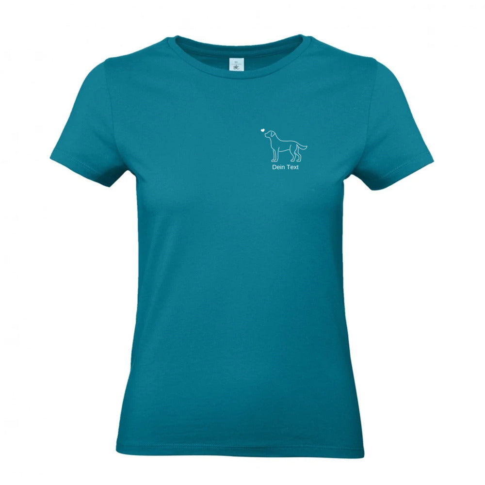 Labrador mit Herz - T-Shirt für Damen- Dein Wunschtext