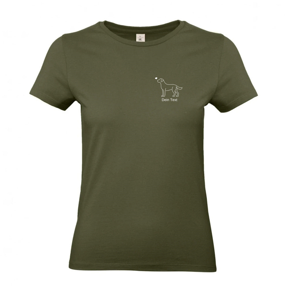Labrador mit Herz - T-Shirt für Damen- Dein Wunschtext