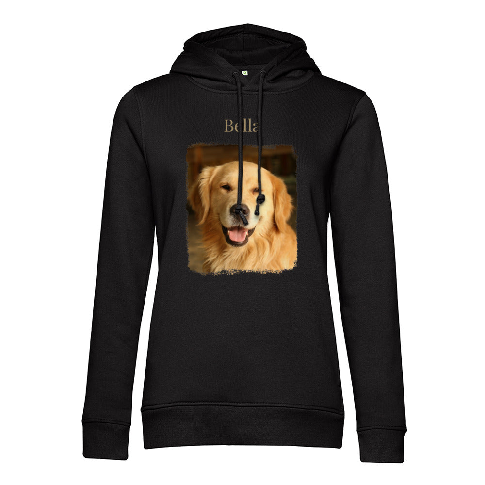 Personalisiertes Hunde Bio-Hoodie für Damen mit Foto